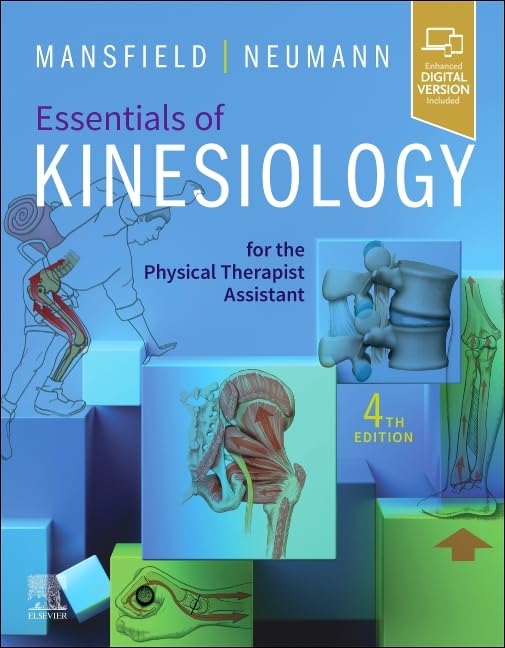 Textbook cover: “Essentials of Kinesiology” with anatomical illustrations.