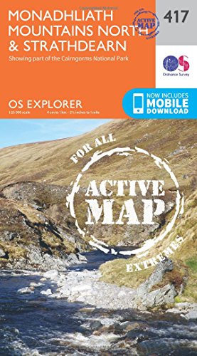 OS Explorer Map Active (417) Monadhliath Mountains North and Strathdearn (OS Explorer Active Map)