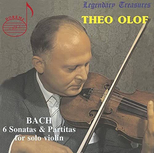 Violinist Theo Olof playing, CD cover for Bach’s Sonatas & Partitas.