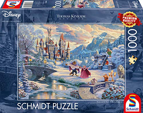 Schmidt | Thomas Kinkade: Disney Beauty & the Beast Winter Enchantment Puzzle - 1000pc | Puzzle | Ages 12+ | 1 Players