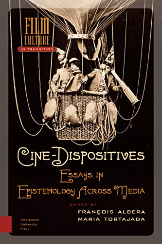 Book cover: “Cine-Dispositives” with a vintage hot air balloon illustration.