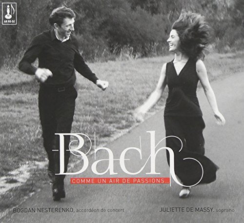 CD cover: two people running in a field, text “Bach” prominent.