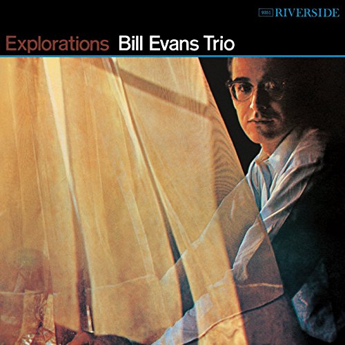 Bill Evans Trio album cover, portrait with draped fabric.