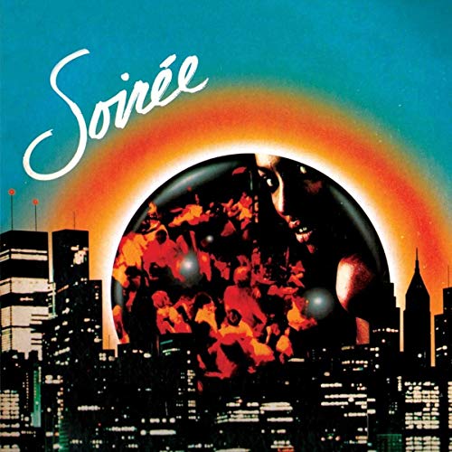CD cover for Soiree, featuring a cityscape and fiery sphere.