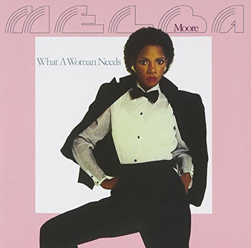 Melba Moore album cover, portrait of singer in formal wear.