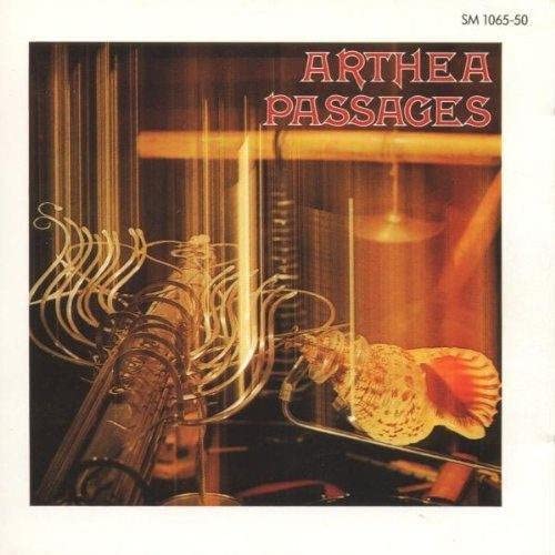 CD cover for Arthea’s “Passages” featuring abstract art and musical instruments.