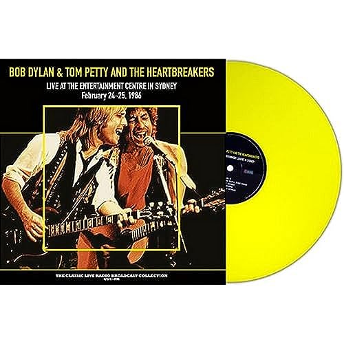 Yellow vinyl record with Bob Dylan and Tom Petty on album cover.
