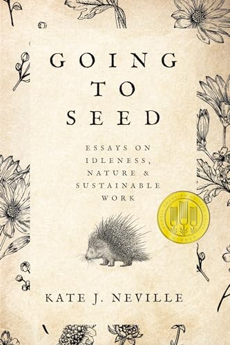 Book cover with floral illustrations, a hedgehog, and gold medal seal.