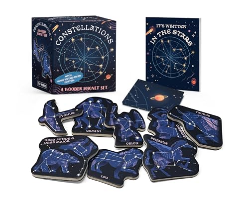 Constellations: A Wooden Magnet Set : With glow-in-the dark poster!