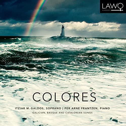 CD cover: stormy sea, rainbow, lighthouse, and the title "Colores".