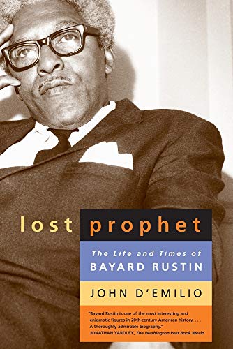 Book cover featuring a portrait of Bayard Rustin, civil rights activist.