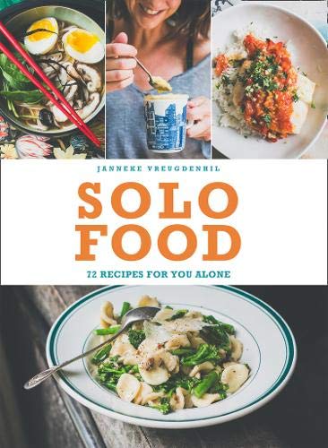 Cookbook cover featuring food photography and bold orange “Solo Food” text.