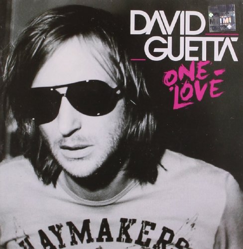 David Guetta album cover: black and white portrait with pink text.
