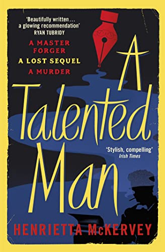Book cover featuring a red fountain pen nib, blue ink splash, and a silhouetted man.