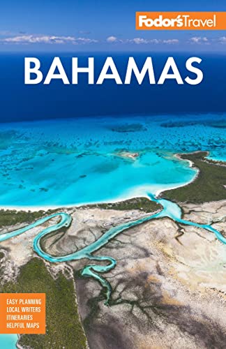Fodor's Bahamas travel guide cover with aerial view of turquoise water.