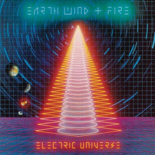 Album cover featuring a glowing neon pyramid in a grid-based cosmic space scene.
