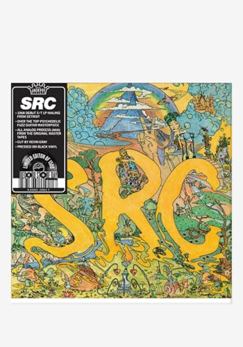 Colorful album cover for “Src” with psychedelic art and large yellow lettering.