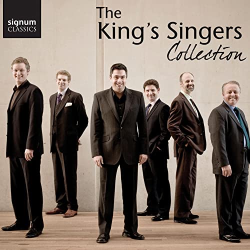 CD cover featuring a group of six formally dressed men, The King's Singers.