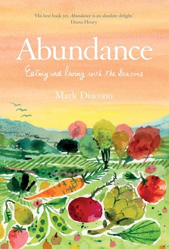 Book cover with seasonal foods and natural colors on a rustic background with title.