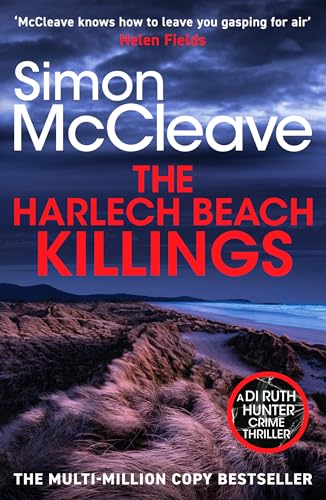 Book cover showing a dark beach scene with rocky shorelines under a stormy sky.