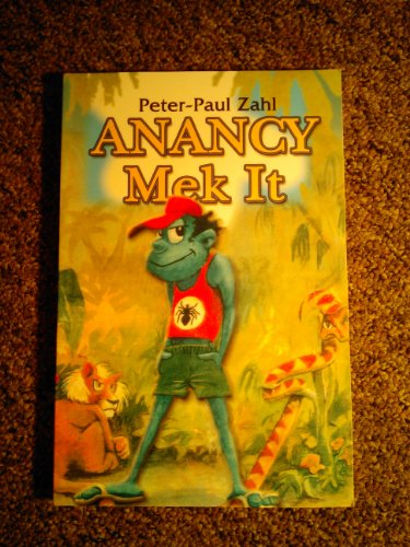 Book cover: Anancy the spider-man with a lion and snake.