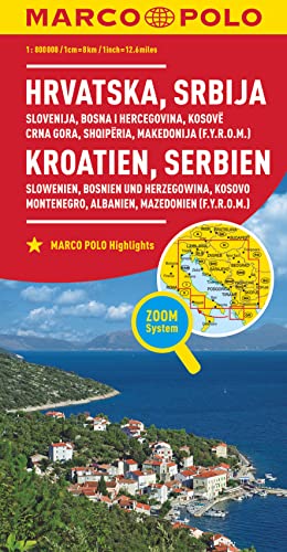 Croatia and Serbia Marco Polo Map: Includes Slovenia, Bosnia and Hercegovina, Kosovo, Montenegro, Albania and North Macedonia (Marco Polo Maps)