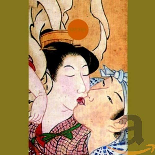 Vintage Japanese woodblock print of two women kissing, CD cover.