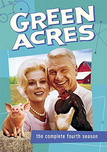 Green Acres" Season 4 DVD cover with Eva Gabor, Eddie Albert, and farm animals.