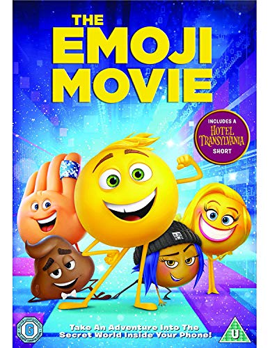 The Emoji Movie" DVD cover featuring several smiling emoji characters.