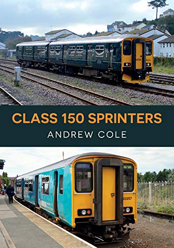 Green and blue Class 150 Sprinter trains on railway tracks.