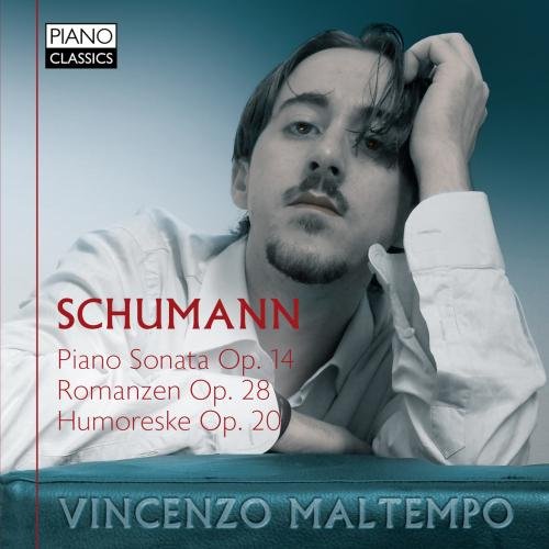 CD cover featuring a portrait of composer Robert Schumann and Vincenzo Maltempo.