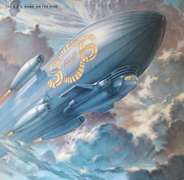 Album cover for S.o.s. Band’s “On The Rise” featuring a blue airship.