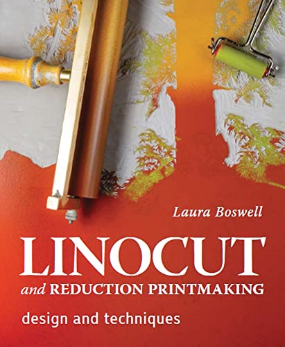 Book with linocut prints and techniques, likely on a white or light colored background.