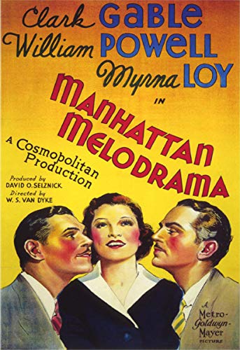 1934 film poster featuring Clark Gable, Myrna Loy, and William Powell.