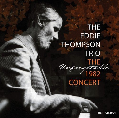 Eddie Thompson Trio album cover, a man playing piano, 1982 concert.
