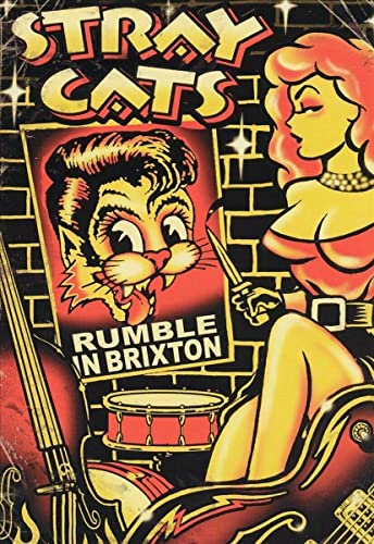 Stray Cats "Rumble In Brixton" 2-CD set cover with cartoon cat and woman.