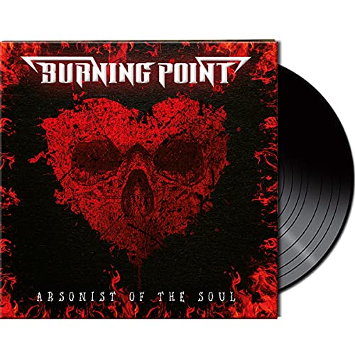 Vinyl record and album cover featuring a red skull engulfed in flames.
