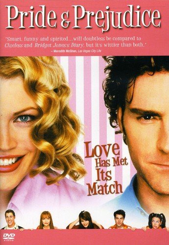Pride & Prejudice" DVD cover with close-ups of two main actors and supporting cast.