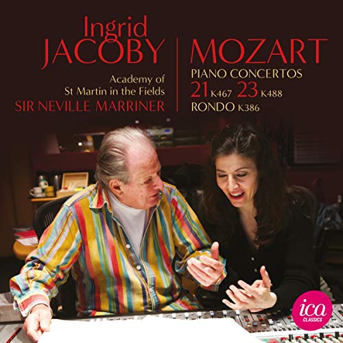 CD cover featuring Ingrid Jacoby, Neville Marriner, and recording equipment.