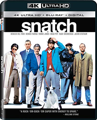 Snatch" Blu-ray cover featuring a group of men and a dog.