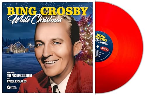 Bing Crosby “White Christmas” vinyl record with red disc and cover.