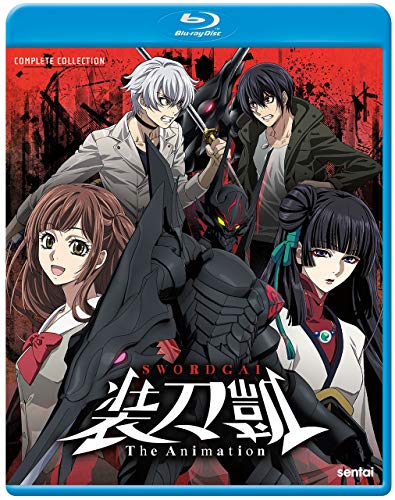 Swordgai Blu-ray cover featuring anime characters and a large, dark robot.