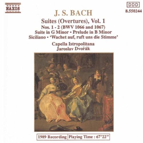 CD cover for Bach’s Suites Nos. 1 & 2, featuring a baroque painting.