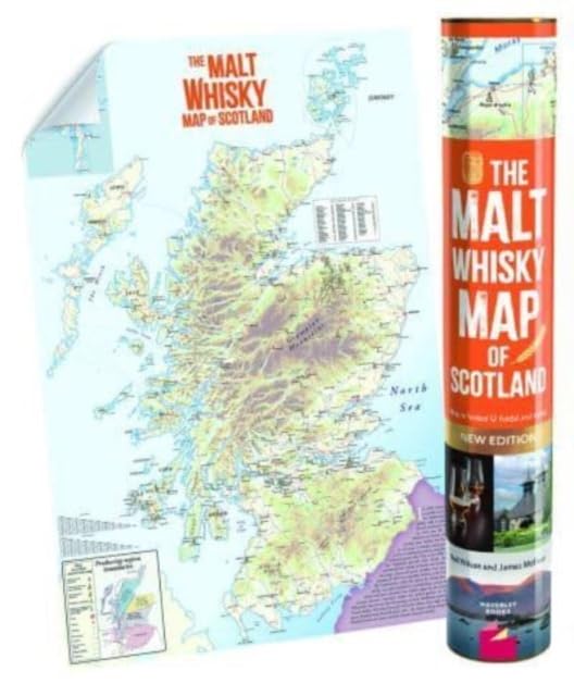 The MALT WHISKY MAP OF SCOTLAND : Folded, Rolled, Tubed