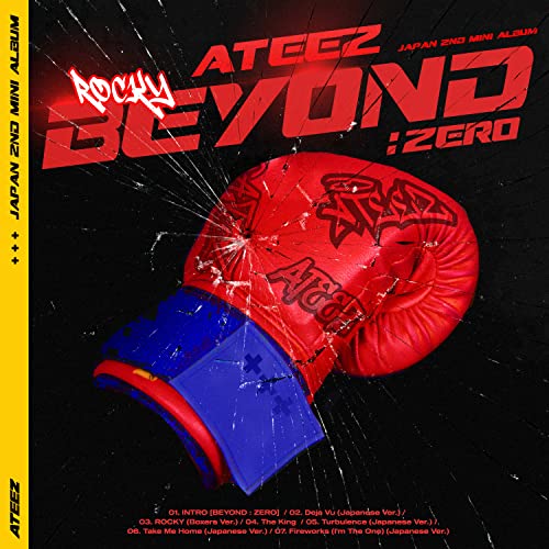 Ateez “Beyond : Zero” album cover with boxing glove and text.