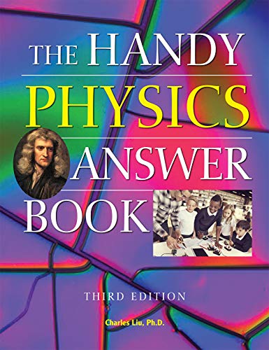 Book cover: "The Handy Physics Answer Book," third edition, with portraits.