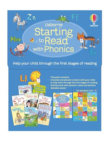 Starting to Read with Phonics" book pack with animal illustrations and storybooks.