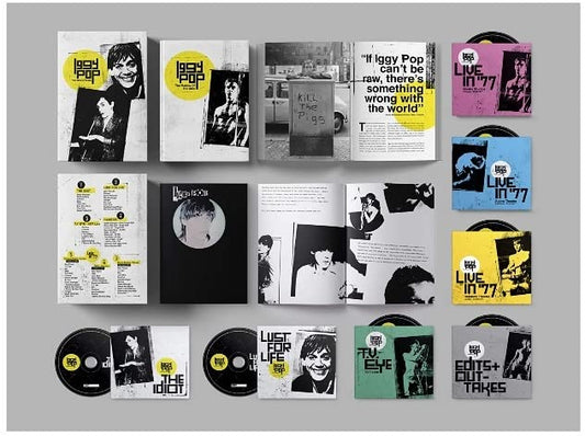 Iggy Pop CD box set with black and yellow graphic design.