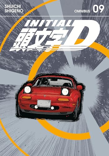 Red Mazda MX-5 on a road, "Initial D Omnibus 9" cover art.