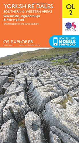 Ordnance Survey Explorer map cover for the Yorkshire Dales featuring limestone pavement scenery.